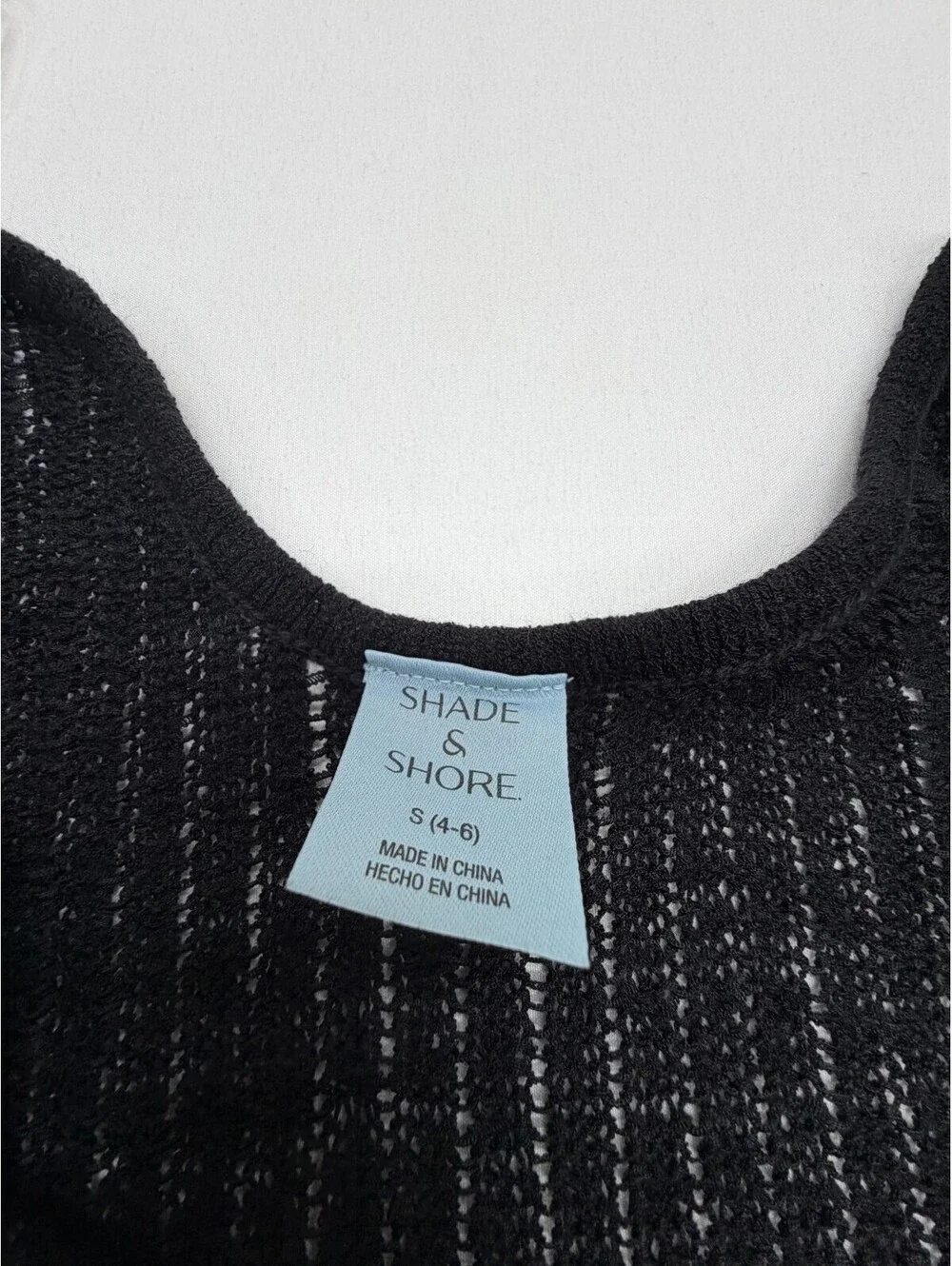Shade & Shore Women's Cover Up Knit Pullover Sleeveless Scoop Neck Size S Black